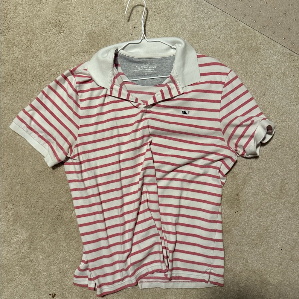 Vineyard Vines Kids Pink & White Striped Polo